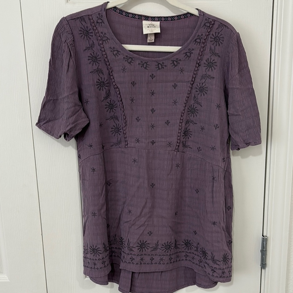 Knox Rose Purple Embroidered Blouse